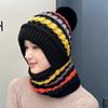 Шапка утолщенная вязаная шапка глушитель цельная шапка женская зимняя уличная утепленная цельная шапка полосатая
