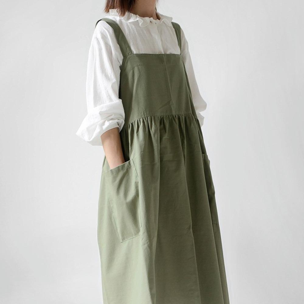 Cotton Kitchen Apron Adjustable Straps Cooking Apron Multifunctional Korean Style Apron  Painting