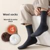Men's Solid Color Wool Socks for Autumn and Winter, Thickened and Fleece, Warm, Full Wool High Seam Casual Mid-calf Wool Socks