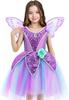 [CQDY] Princess Dress for Kids, Tinker Bell Dress (Butterfly Fairy Costume + Wings), 2-Piece Set, Flower Fairy Costume, Girls, 90cm-120cm, Birthday,