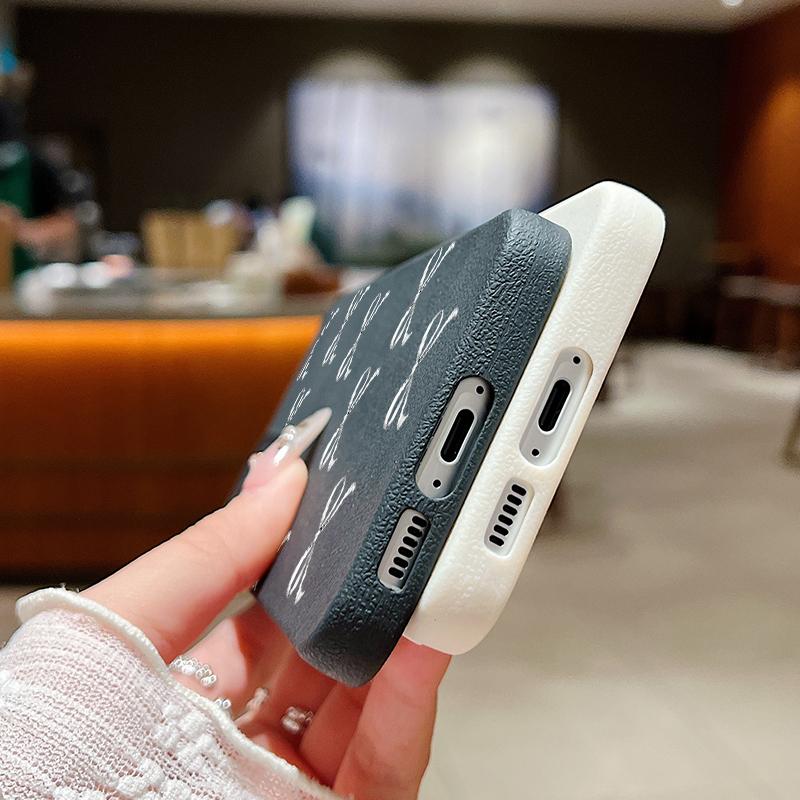 Чехол из кожи с принтом банта и текстурой из ТПУ для Samsung S25 Ultra S24 FE S23 S22 A36 A56 A16 A55 A26 A15 A35, тонкий матовый противоударный мягкий чехол для телефона