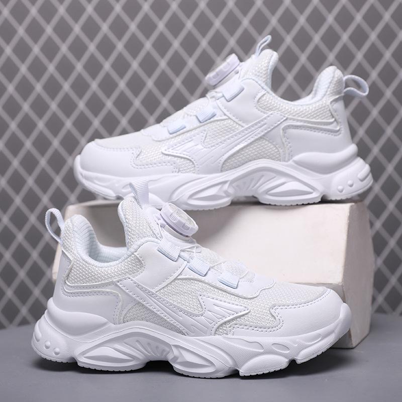 Children's White Sneakers Mesh Leather Autumn and Winter Boys' White Shoes Girls' White Shoes Running Middle and Older Children's Casual Shoes