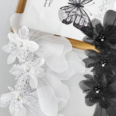 Новый многослойный органзовый цветок-аппликация 3D DIY для платья, булавки, кружево с обожженным краем, декоративный аксессуар-корсаж