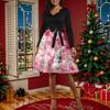 Women's Casual Fashion Long Sleeve Christmas Graphic Printed Vintage Long Dresses