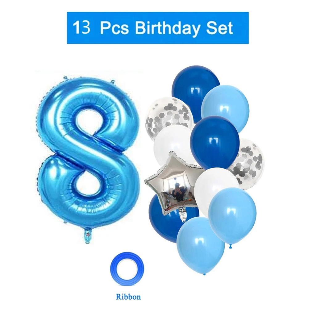 Воздушные шары на день рождения для мальчика с синим воздушным шаром с номером, украшение для дня рождения, детские юбилеи 1/2/3/5/6/8/9 лет