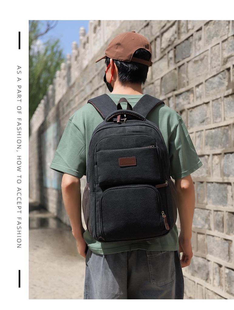 Высококачественный холщовый рюкзак: Унисекс, Большая вместимость, Водонепроницаемый, Повседневный