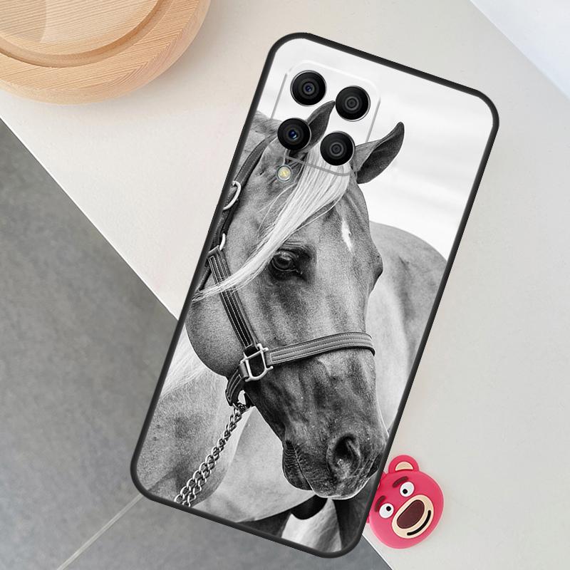 Black White Horse Case For Samsung Galaxy M12 M32 M52 M15 M35 M55 M31 M56 M36 M16 M06 M13 M33 M53 M14 M34 M54