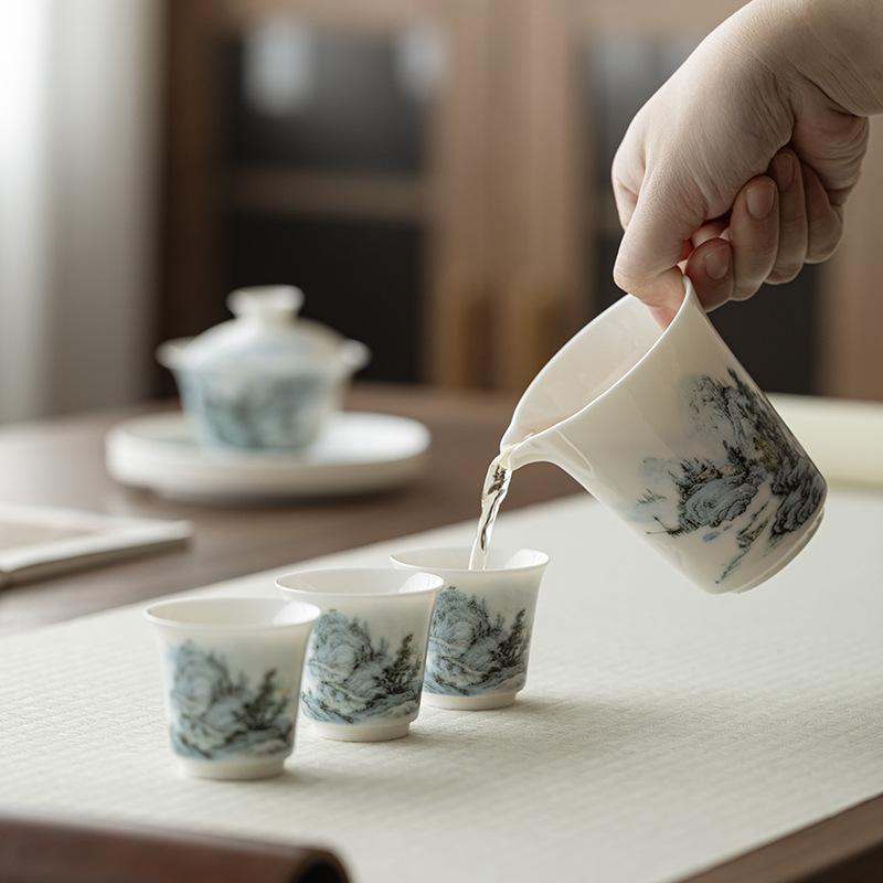 Shanshui Family Kung Fu Tea Set Ceramic Commemorative Gifts Tea Set Business Company Gift Pack Portable Printing