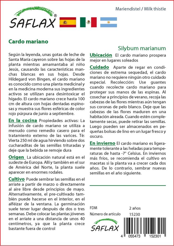 SAFLAX Garden in the Bag - Расторопша пятнистая - 75 семян - С субстратом в подходящем стоячем пакете - Расторопша пятнистая