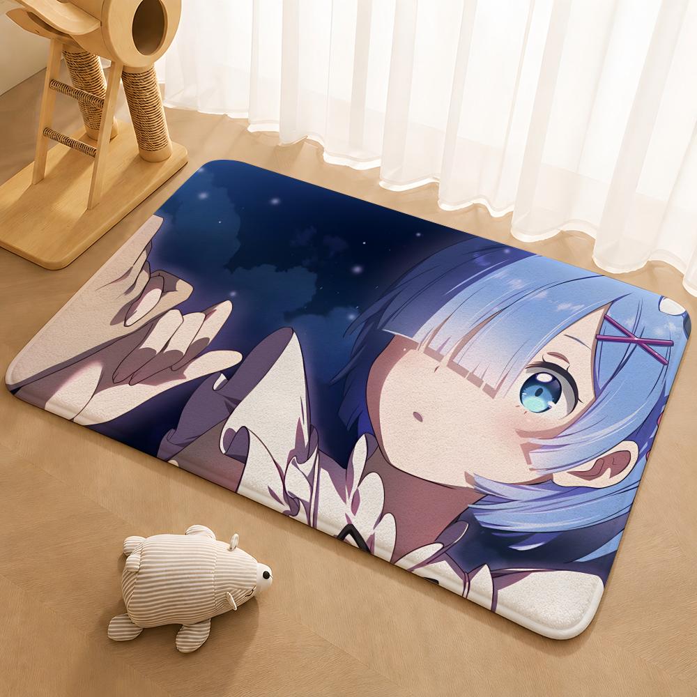 Re Zero Рем Коврик для пола Коврик для пола Мягкий фланелевый Нескользящий Коврик для двери для гостиной