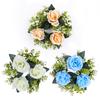 5Pcs Artificial Flower Candle Rings Wreaths Florals Decors Small Fake Roses Wreath Wedding Centerpieces Party Decoration