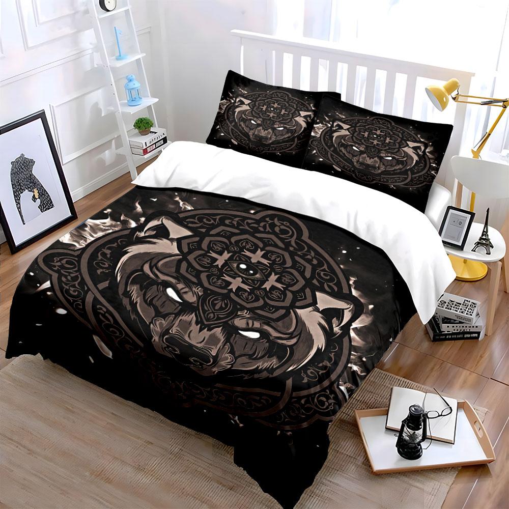 Wolf with mandala design. Bedding sets Duvet cover sets Duvet covers Pillowcases(1 * Duvet Cover 2 * Pillowcases without duvet insert)