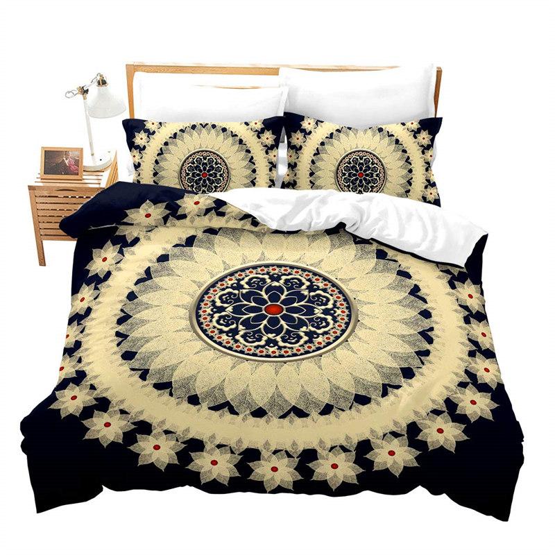 Богемный Мандала Пододеяльник Роскошный Экзотический Золотой Цветочный Комплект Постельного Белья Шикарный Анималистичный Олень Покрывало Кинг Для Девочек Взрослых Декор