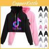 Women Tok Tik Short Pullover Hoodie Spring Autumn Sweatshirt Jumper Tops Crop