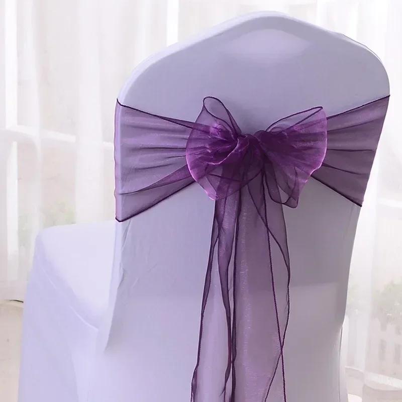 25Pcs Chairs Sashes for Wedding Chair Covers Chair Bow Sashes Chairs Ribbons for Party Ceremony Wedding Chair Decoration