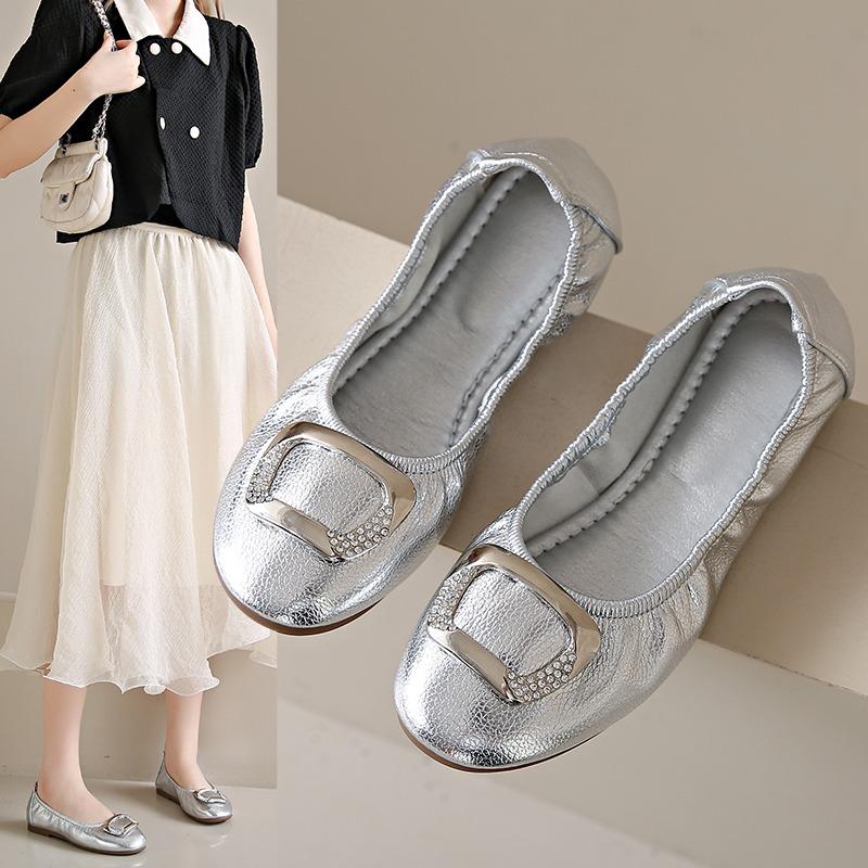 Элегантная удобная женская обувь без шнуровки 2024, новые кожаные женские туфли на плоской подошве с круглым носком, женские летние женские лоферы ручной работы на плоской подошве