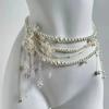 Elegant Multilayer Pearl Waist Chain Butterfly Belly Chain Retro Y2k Waistband  Dress Accessories