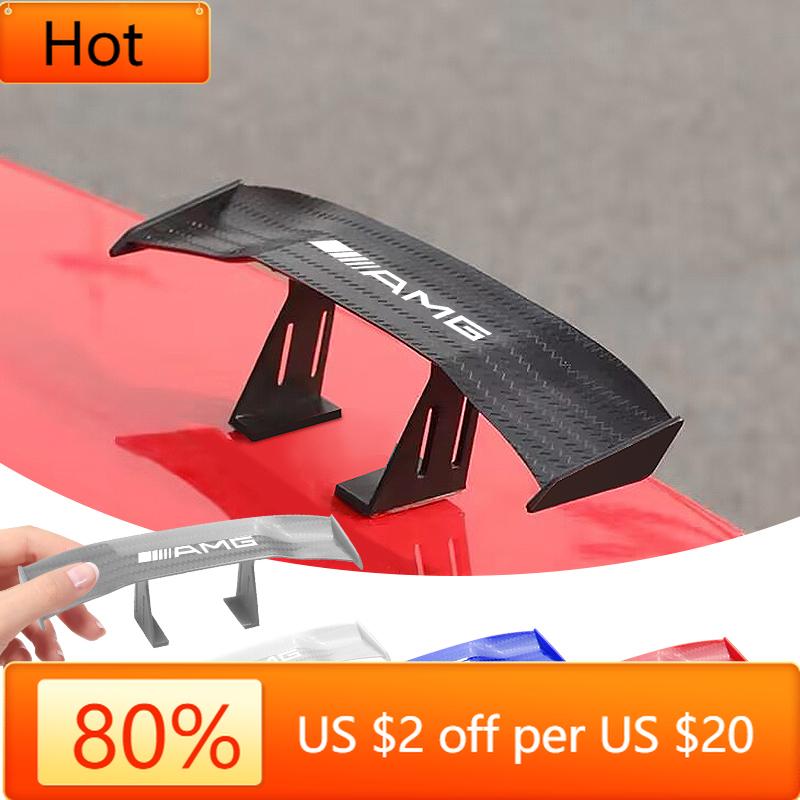 vkhzm9 2025 New Carbon Look Car Rear Spoiler Mini Wing Small Model Decoration For Mercedes Benz AMG W204 W205 W203 W211 W212 W213 W201