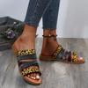 2024 НОВЫЕ летние женские босоножки на плоской подошве с открытым носком и леопардовым принтом, пляжные шлепанцы, фирменные дизайнерские сандалии и босоножки для женщин