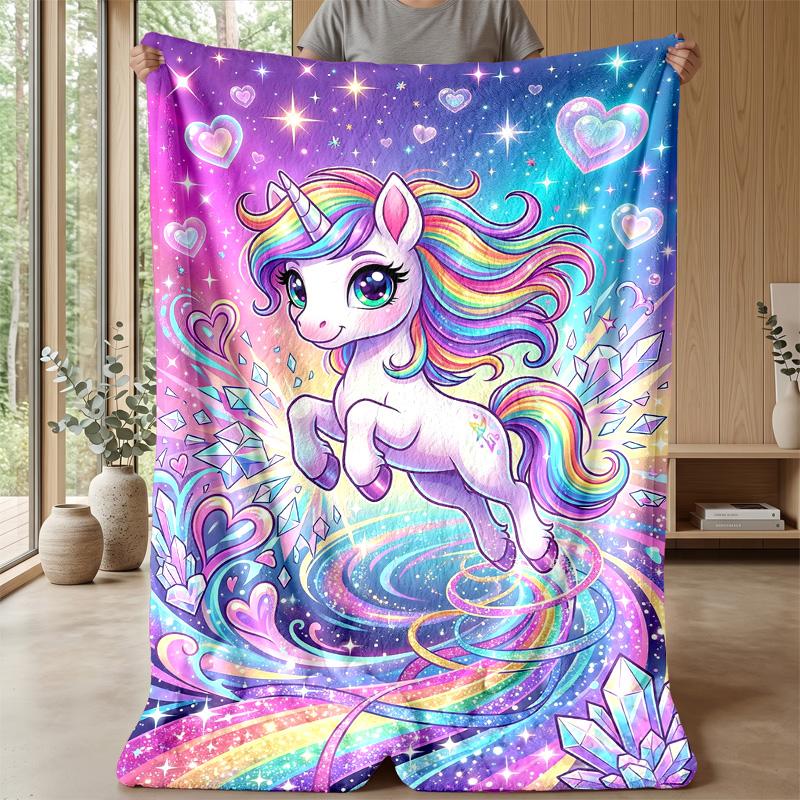 Rainbow unicorn fantasy Theme blanket Lightweight Warm Flannel Blanket Decorative Throw Blanket for Home Decoration