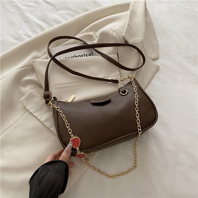 Retro Casual Underarm Bag Women's Summer New Fashion Chain Lychee Pattern Small Square Bag Shoulder Bag