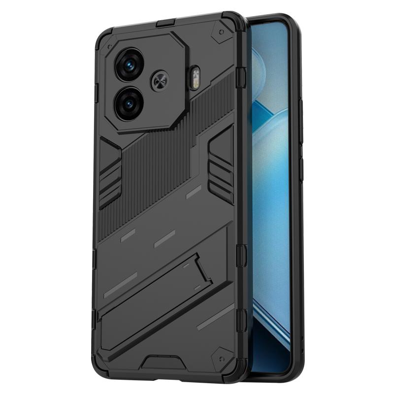 For Vivo Y200 Y200e GT Y100 (IDN) 5G Punk Armor Shockproof Bumper Rugged Rubberized PC Fitted Kickstand Case Stand Holder Cover Shell