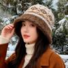 Утолщенная для весны и осени, теплая и универсальная, маленькая вязаная шляпа-ведро для девочки