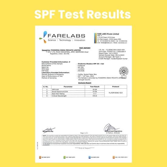 FIXDERMA Shadow Sunscreen Spf 30+ Pa+++ Gel|Солнцезащитный крем для жирной кожи, тела и лица|Женщины и мужчины|Нежирный и водостойкий-40 г