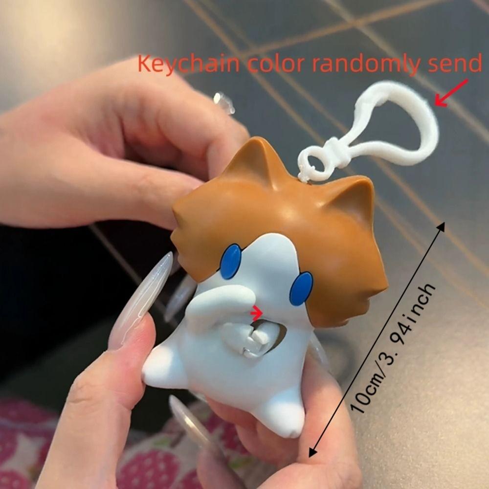 Funny Cute Salary Cat Keychain Cartoon Hand-Waving Keychain Pull-String Pendant  Christmas Gift
