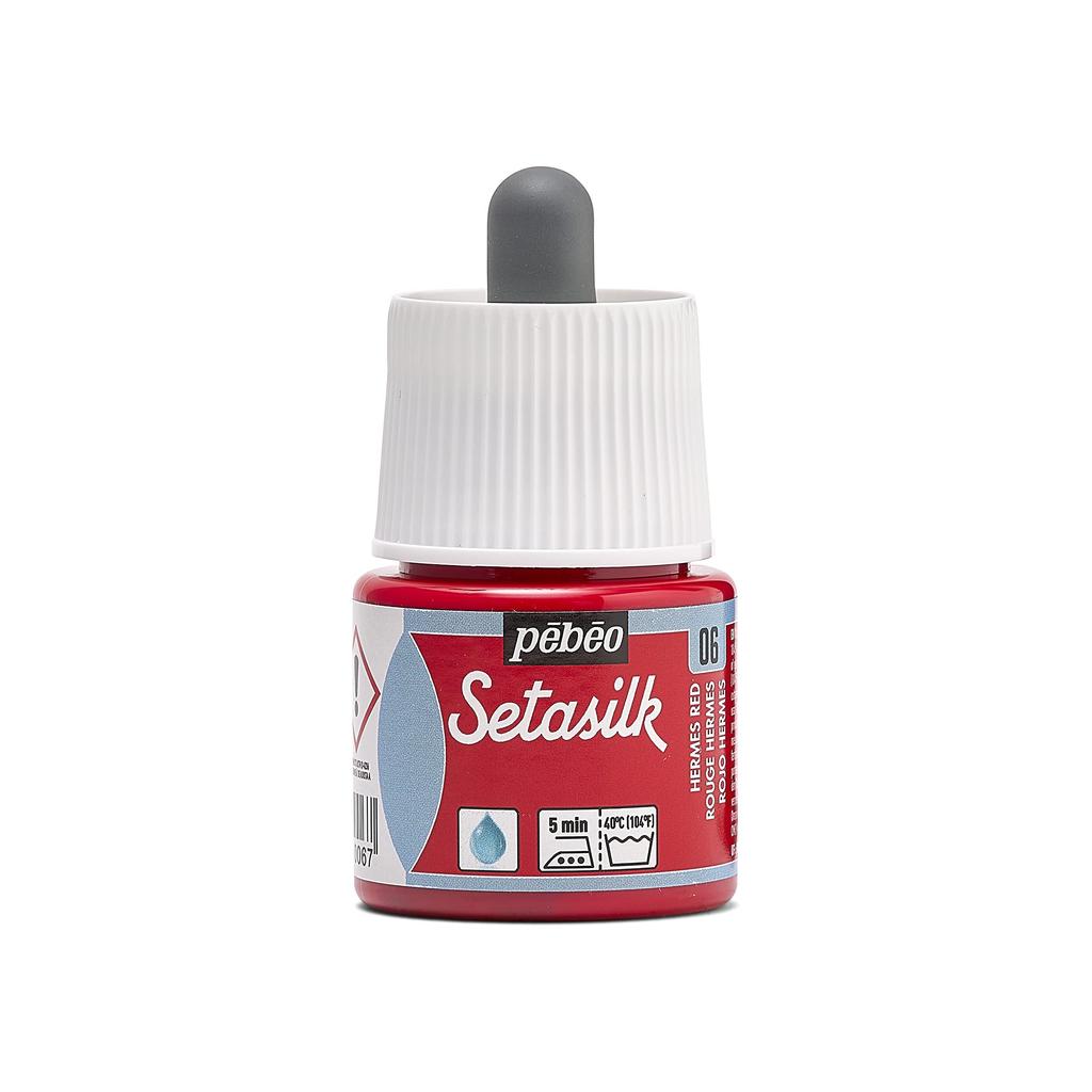 Pebeo Acrylic Paint for Hand Painting and Sun Dyeing for Fabric Setasilk 45ml Hermes Red 06 Water-based