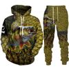 Mens Animal Bass Carp Fishing 3D Print Fashion Fisher Tracksuit Unisex Hoodie Jogging Pants 2Pcs Set Outdoor Clothing Size S-6XL