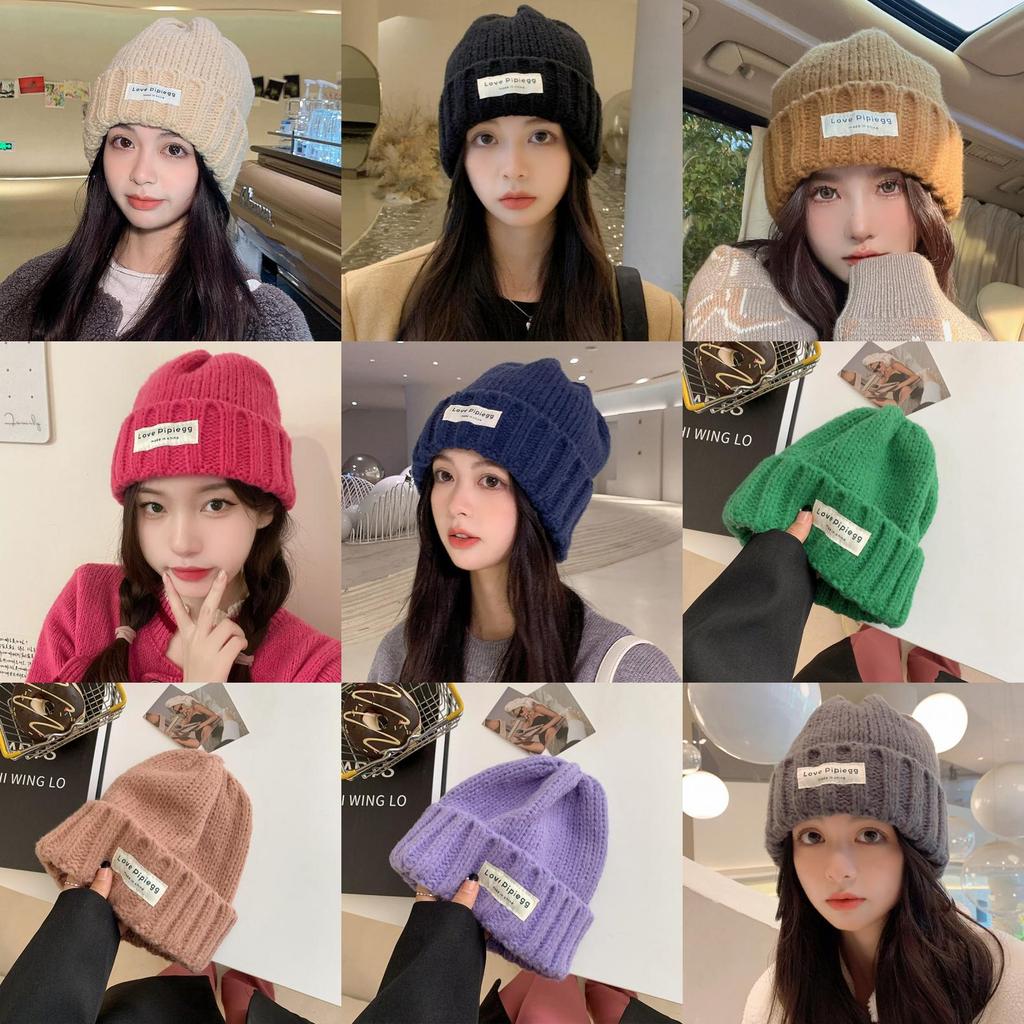 College Style Knitted Hat For Women With Warm Fleece For Winter Outdoor Activities