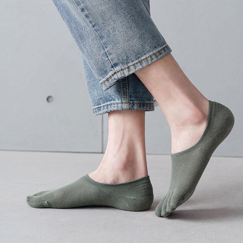 Мужские носки-лодочки с пятью пальцами, носки с раздвоенным носком, хлопковые дышащие, нескользящие летние невидимые носки
