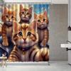 3D Занавеска для душа с котенком Реалистичные мордочки кошек Мультяшное искусство Веселый Декор для ванной Водонепроницаемая Печатная занавеска Домашний стиль
