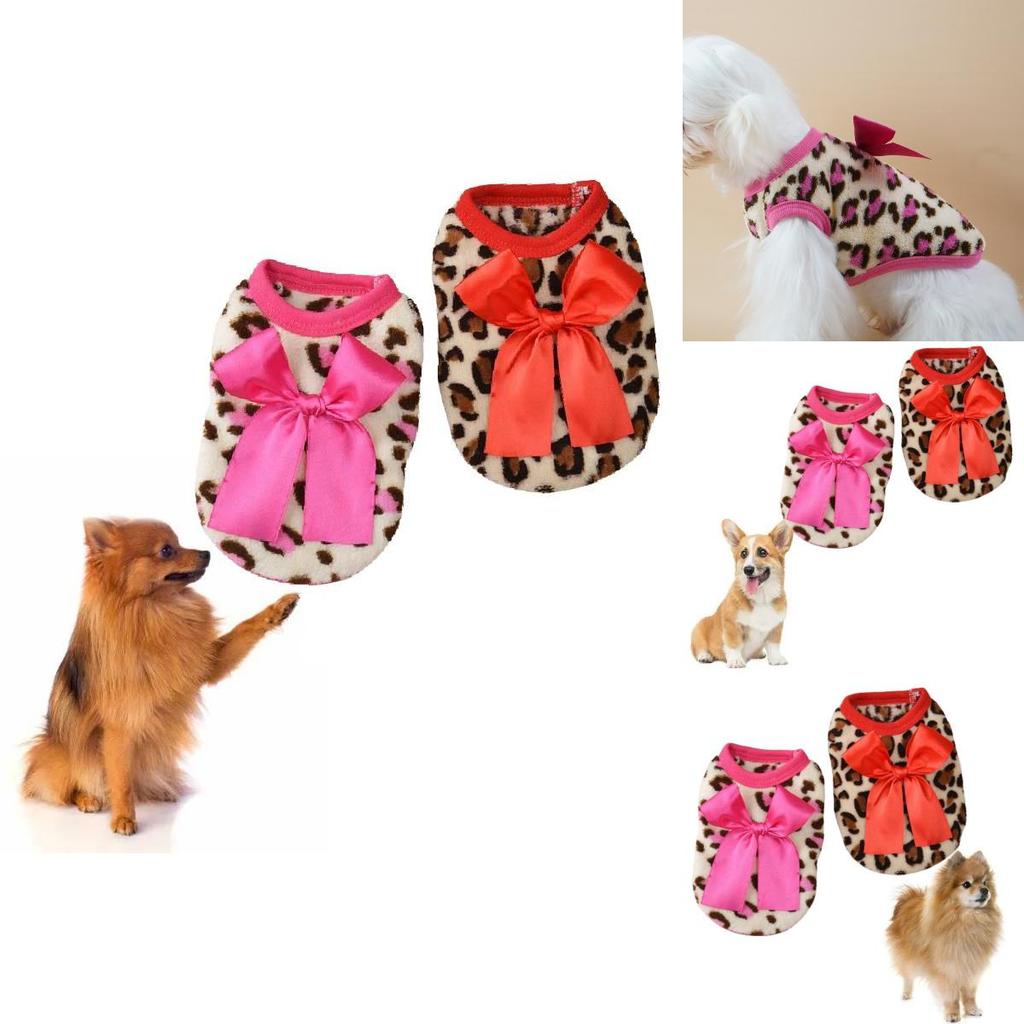 Adorable Coral Fleece Puppy Clothes With Leopard Print For Fall And Winter Celebrations