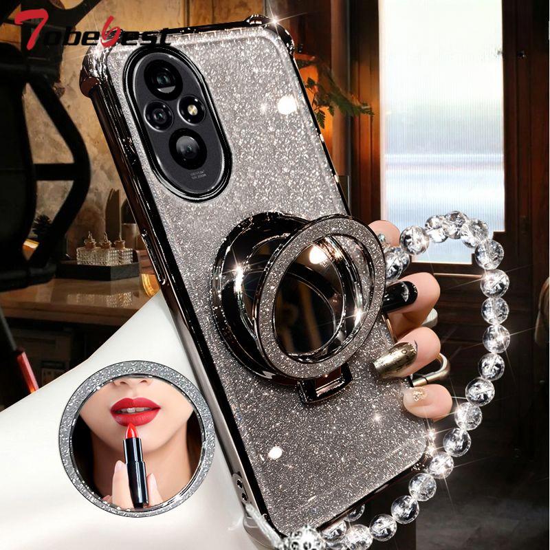 Противоударный чехол-браслет с кристаллами и блестящим покрытием для телефона Magsafe для Huawei Honor 200 100 90 80 70 60 Pro