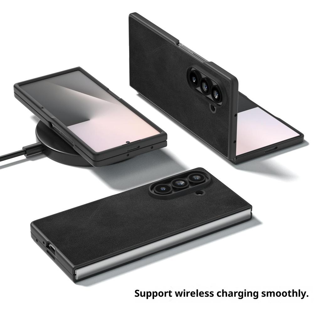 Чехол для Samsung Galaxy Z Fold7 5G с текстурой коровьей кожи, покрытие из ПУ-кожи, защитная крышка для телефона