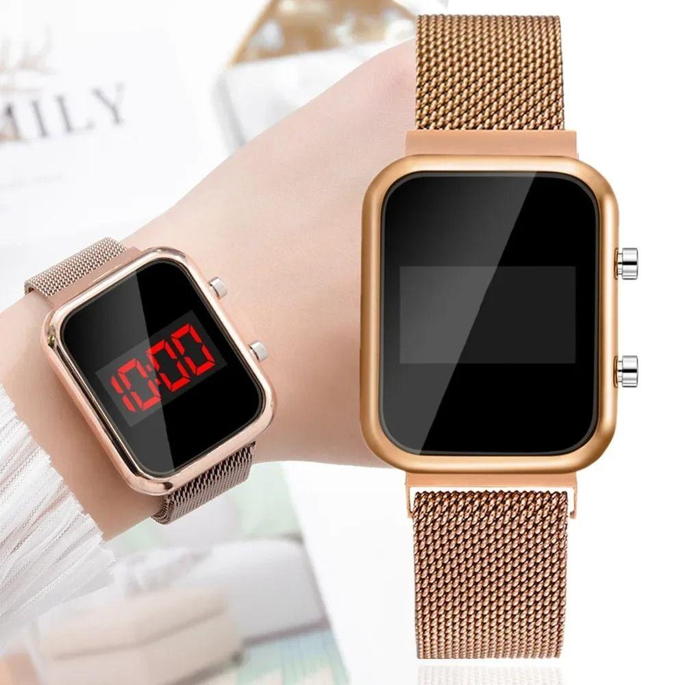 LED Lighting Screen Digital Watch Alloy LED Display Watch Electronic Wristwatch Women Men