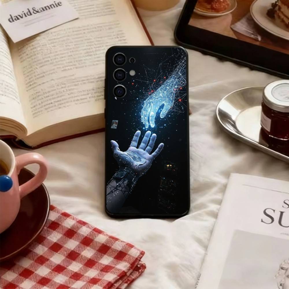 Robots & People Phone Case For Samsung S25,S24,S21,S22,S23,S30,Ultra,S20,Plus,Fe,Soft Silicone Black Cover