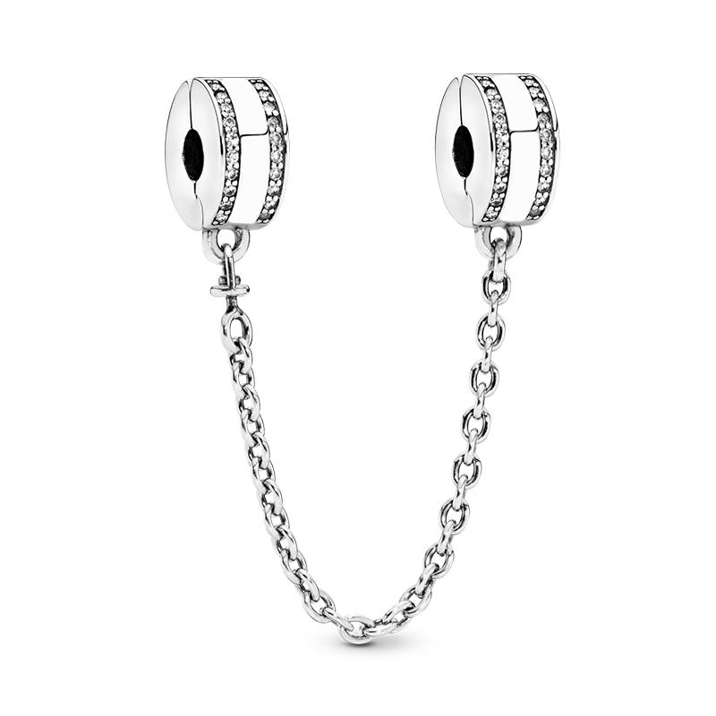 925 Sterling Silver Safety Chain Bead Charms Fit Original Bracelet DIY Attachment Clip Heart Star Jewelry Gift For Women