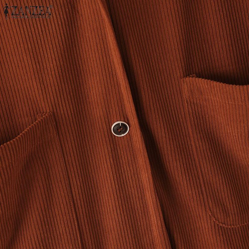ZANZEA Женский повседневный тонкий кардиган с длинным рукавом и отложным воротником, верхняя одежда