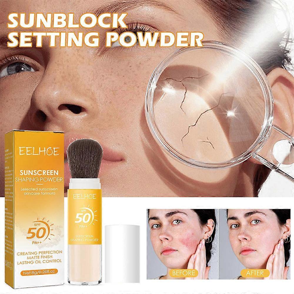 Spf50 Sunscreen Loose Powder Sunblock Skin Protective Waterproof Invisible Pore Solar Blocker Brighten Oil Control Makeup Powder