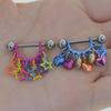 Colorful Stainless Steel Star & Heart Pendant Nipple Ring Body Piercing Jewelry