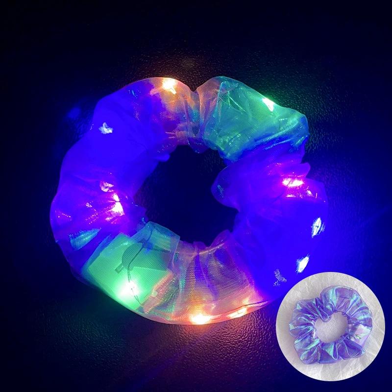 1Pc Hair Accessories Festival Party Light-up Glow Effects Women Hair Rope Fashion LED Hair Tie Scrunchie