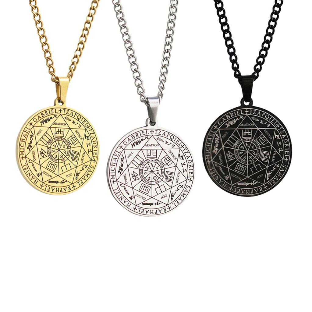 Catholic Amulet Seven Archangels Necklace Pendant Vintage Protect Charm Talisman Powerful Wealth Success Health Lucky Jewelry Unisex Men Women Alloy