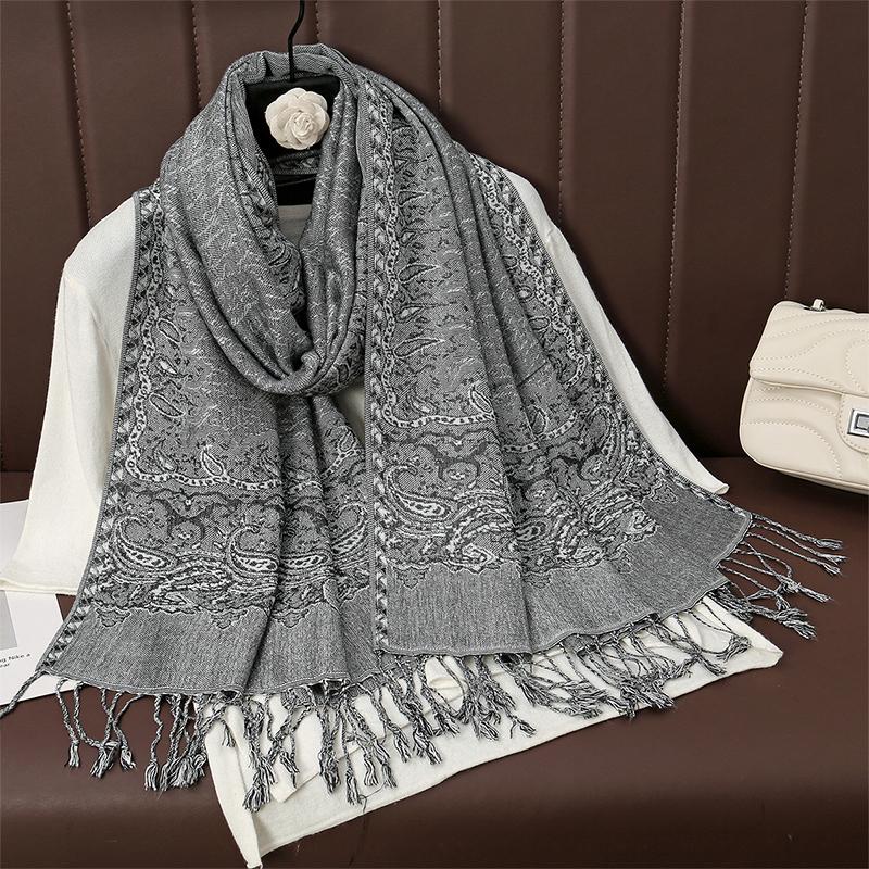 Luxury Brand Autumn Cashmere Pashmina Shawl Lady Wrap Warm Winter Scarves Design Print Female Foulard Cotton Stoles Scarf