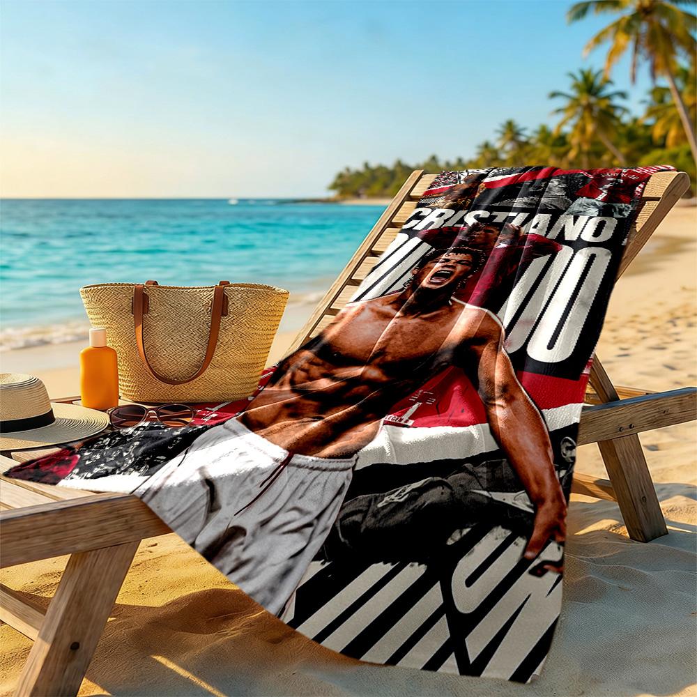 Cristiano Ronaldo Beach Towel Quick-Dry Soft Microfiber Comfortable Lightweight Suitable for Sports, Travel, Swimming, Yoga, Bathroom, Beach, And Pool