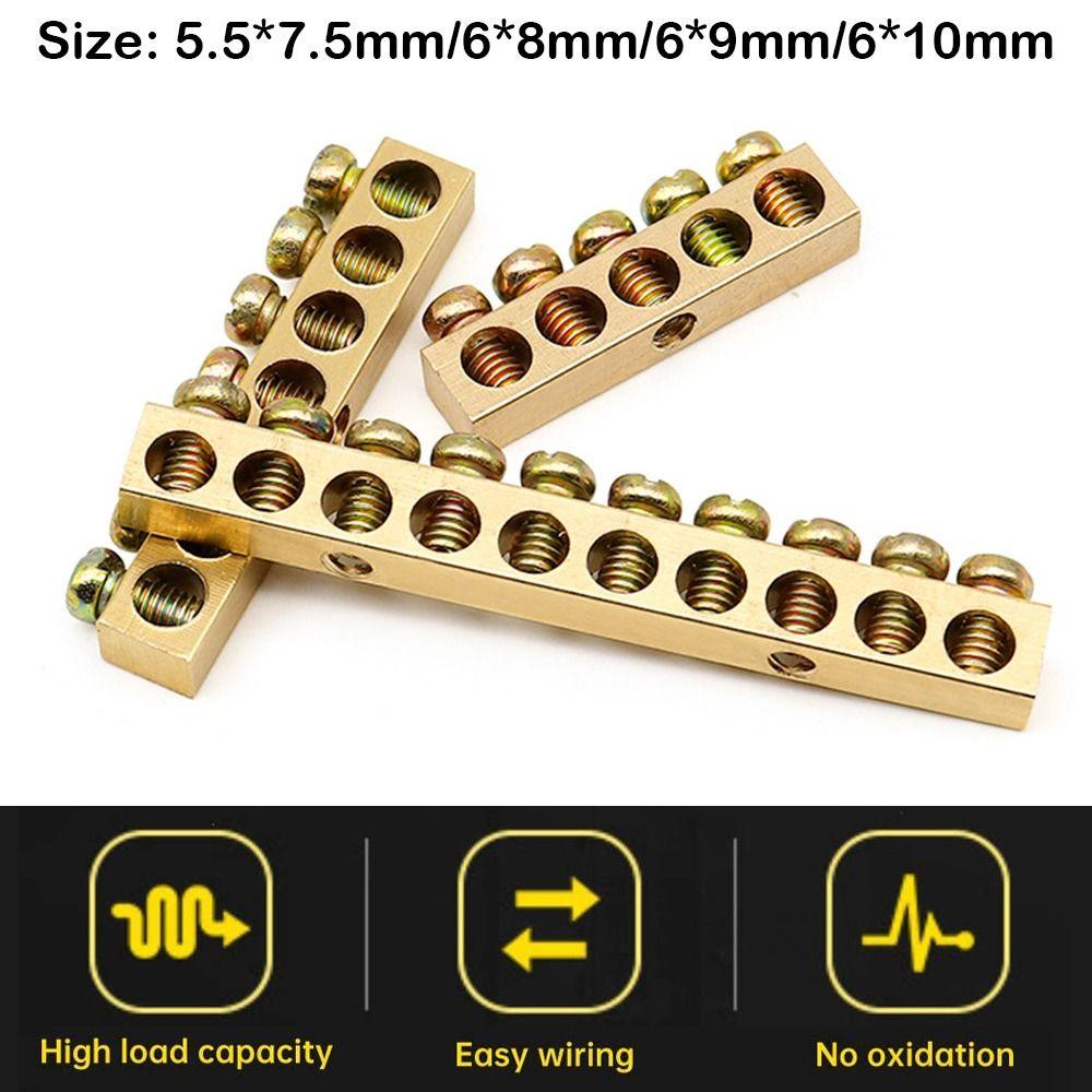 Copper Wire Connector With Hole Screw Terminal Block Brass Connection Row  Electrical
