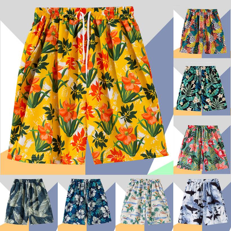 Hawaiian Summer Men Quick-drying Beachwear Plus Size Swimsuit Shorts Male Fashion Casual Loose Hawaii Printing Surf Board Shorts