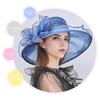 Женская шляпа-дерби из органзы для церкви, летняя шляпа с широкими полями, для свадьбы, для защиты от солнца, для укладки на открытом воздухе, для свадебного чаепития